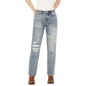 Cleo + Wolf Women's Distressed High Rise Straight Denim Jeans Sz 32x30